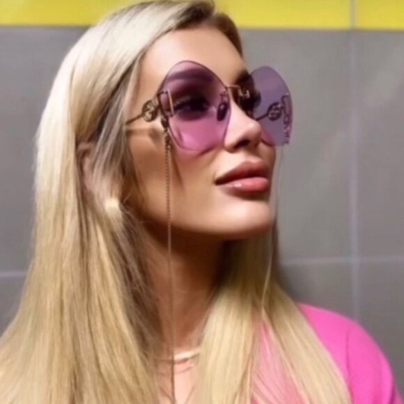 🕶️ New Gucci GG1203S 001 Sunglasses - Gold With Detachable Gold Chain Frame